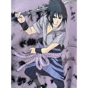 Naruto Shippuden Anime T-Shirt M Men’s Purple Tie Dye Sasuke Uchiha Manga Tee